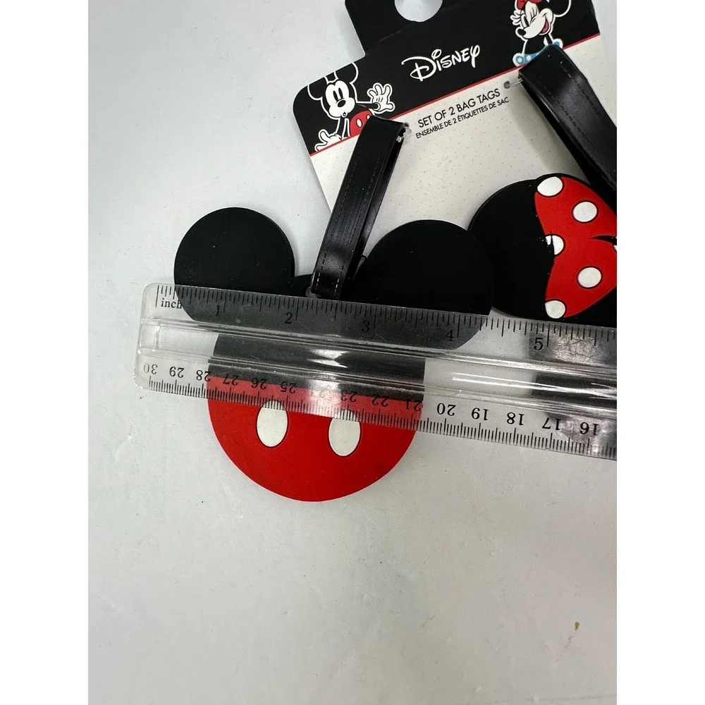 New Disney Mickey Minnie Mouse Luggage Tag Set of 2 Silicone